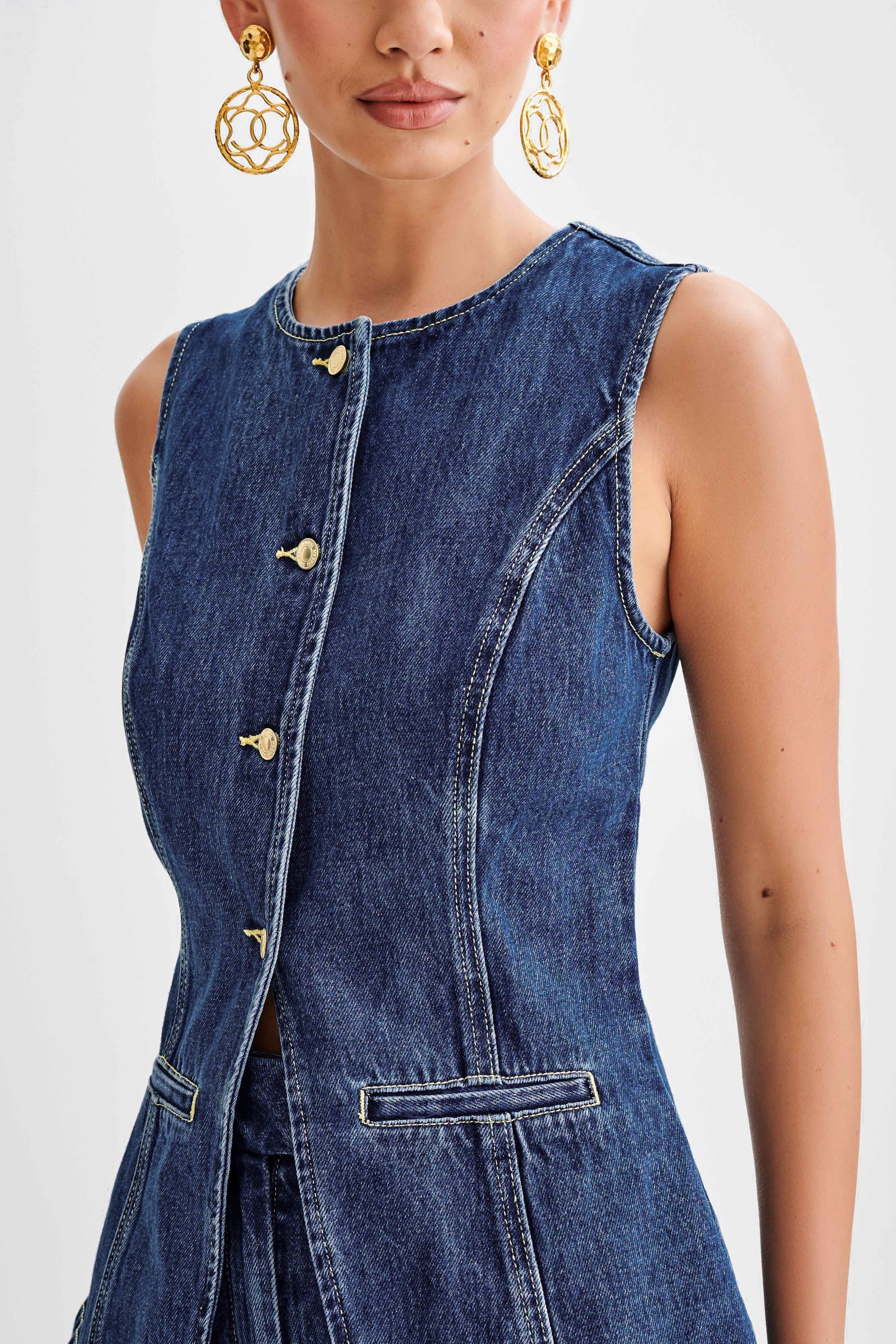 Sara™ | Trendigt denimset med knappar