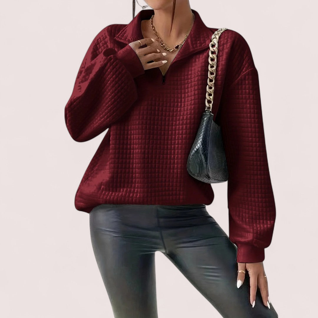 Yara™ | Chic Vaffletröja med Dragkedja