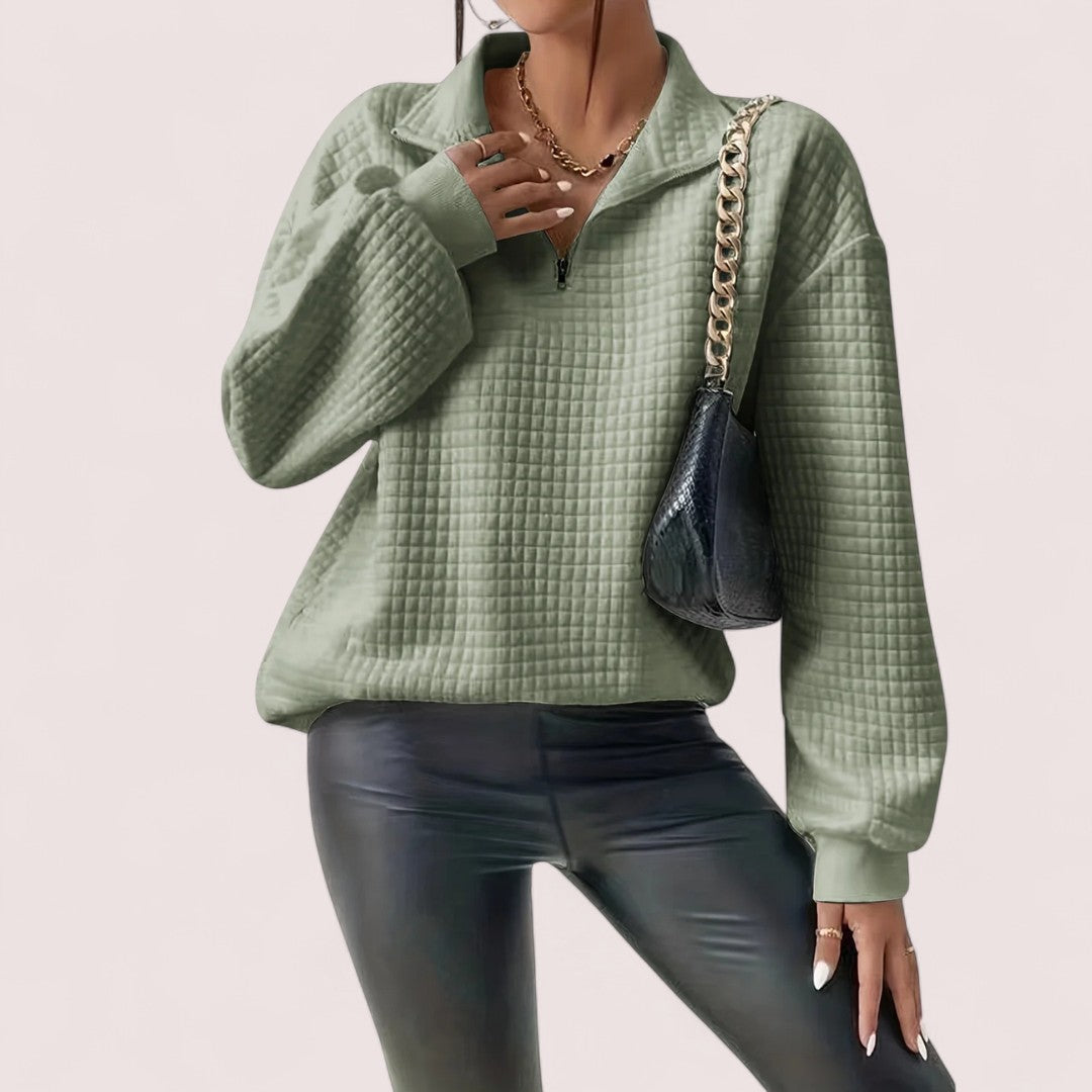 Yara™ | Chic Vaffletröja med Dragkedja