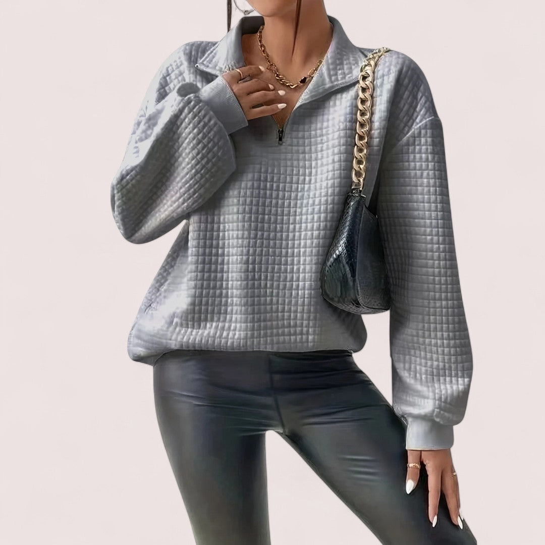 Yara™ | Chic Vaffletröja med Dragkedja