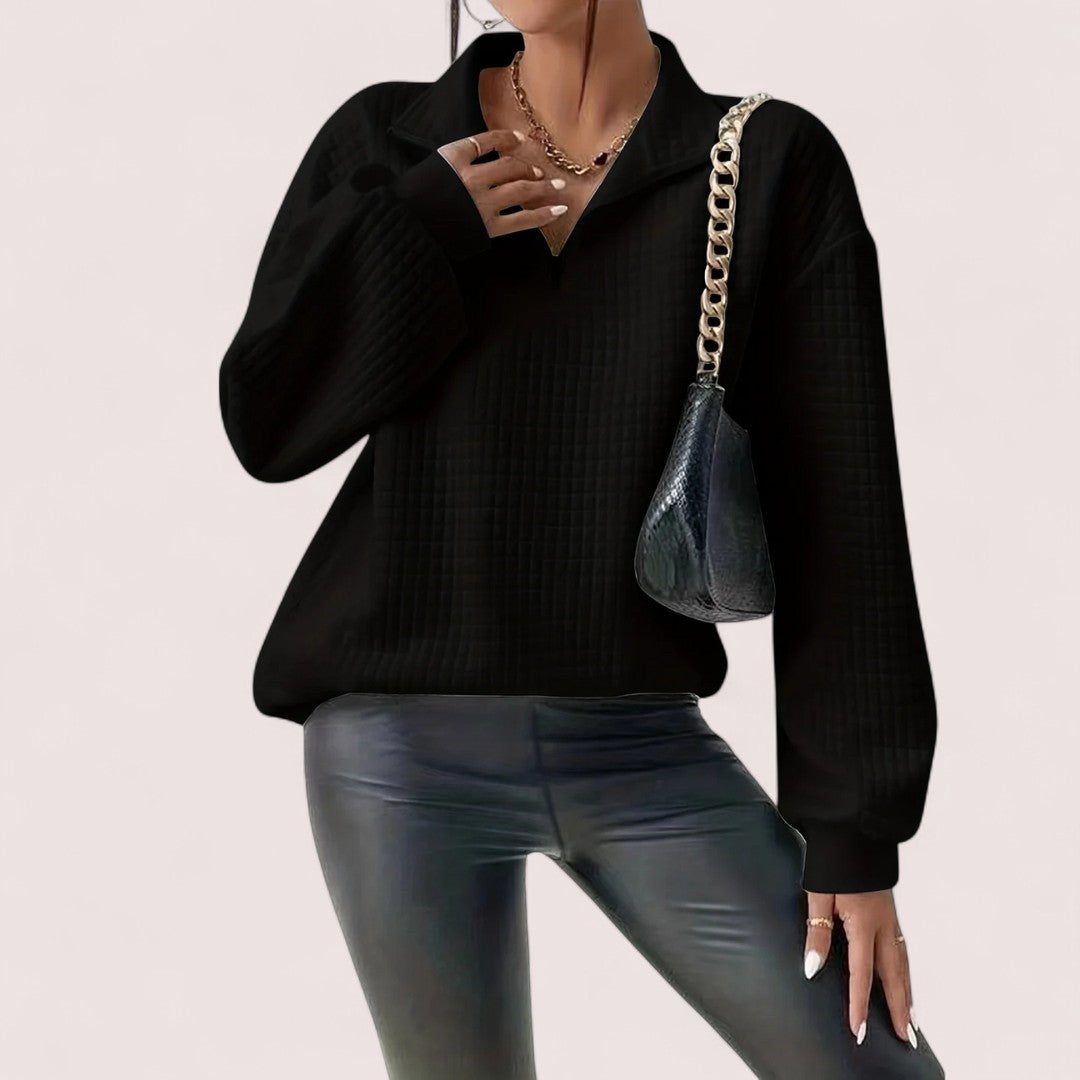 Yara™ | Chic Vaffletröja med Dragkedja