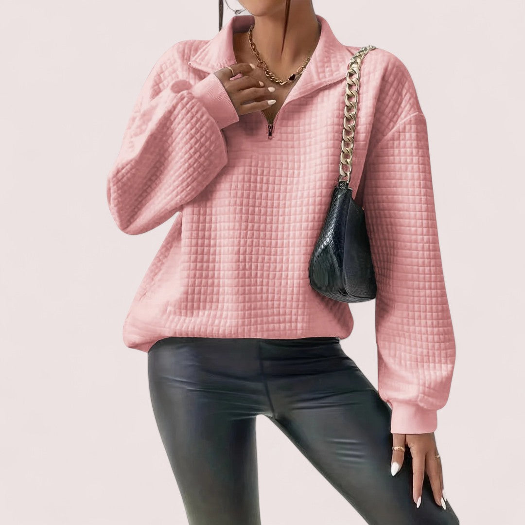 Yara™ | Chic Vaffletröja med Dragkedja