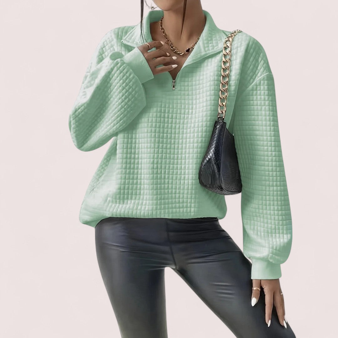 Yara™ | Chic Vaffletröja med Dragkedja