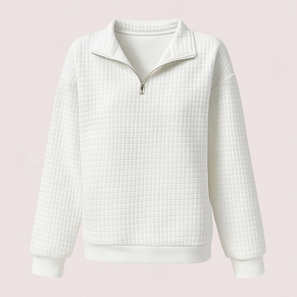 Yara™ | Chic Vaffletröja med Dragkedja