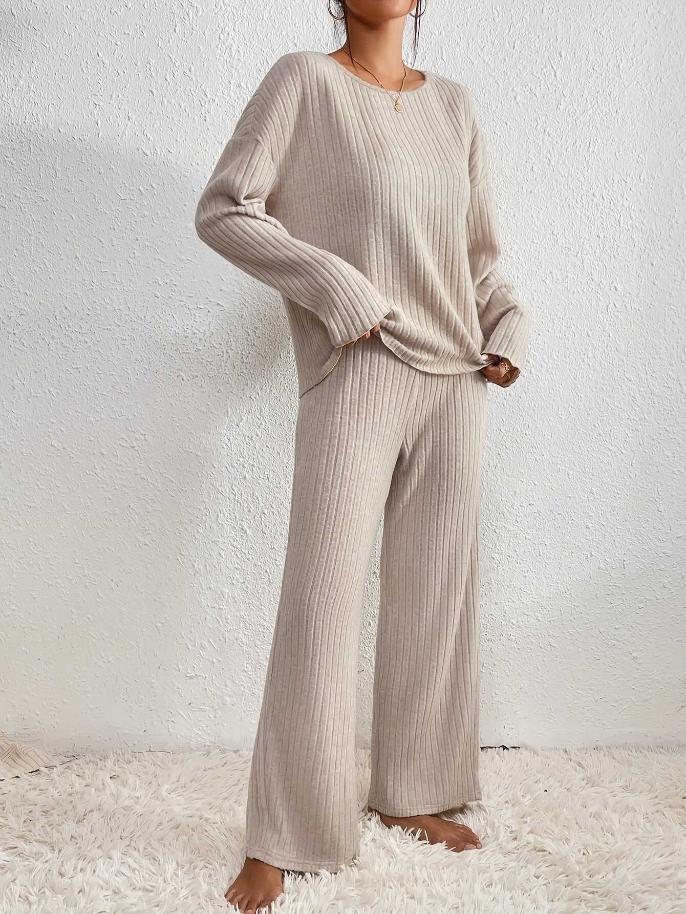 Kiara™ | Elegant set med ribbad tröja