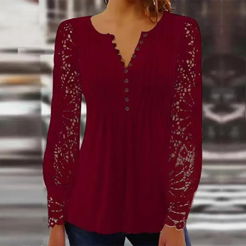 Magda™ | Blus med spetsärmar