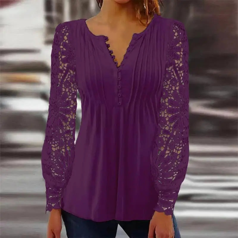 Magda™ | Blus med spetsärmar