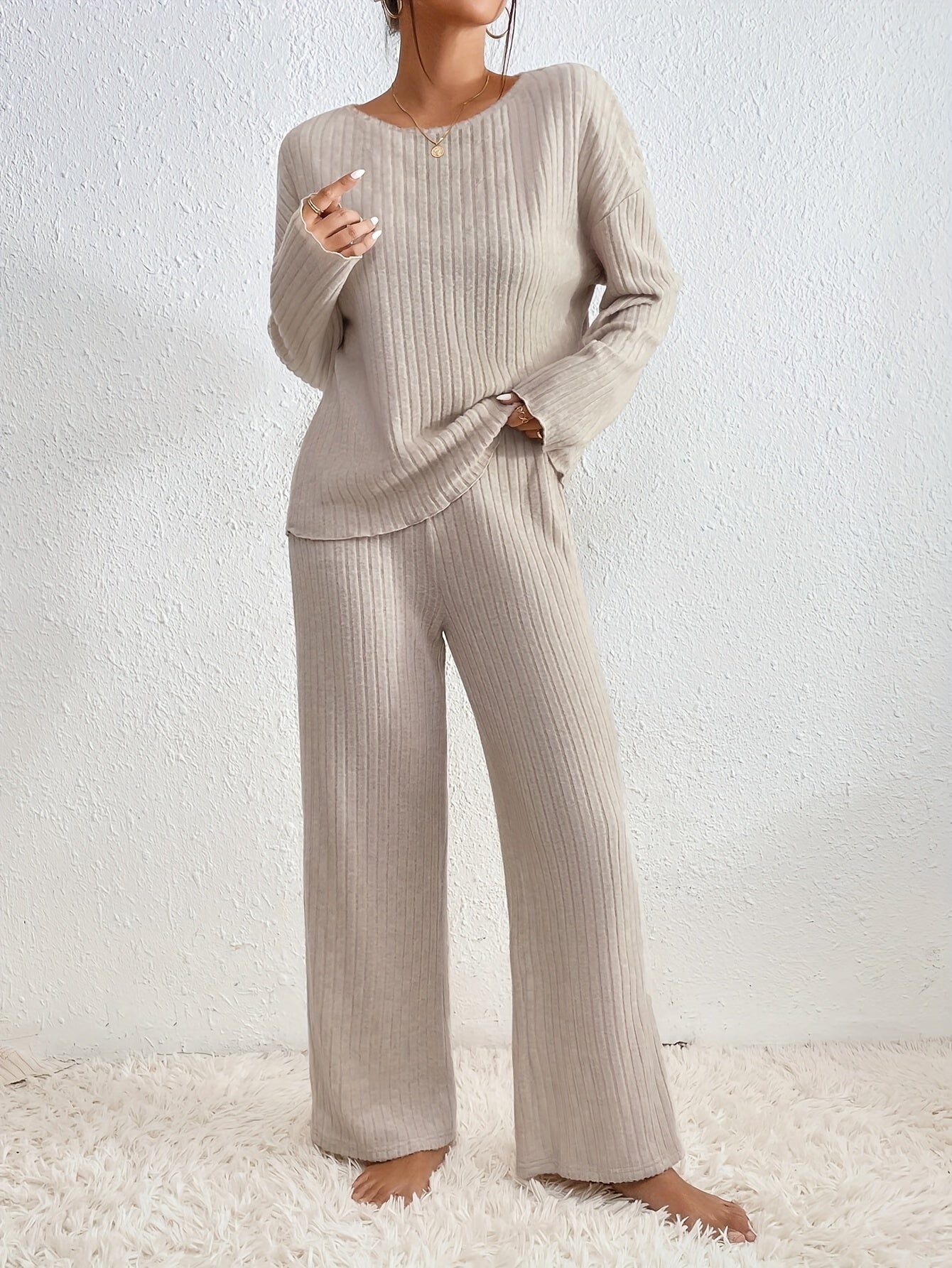 Kiara™ | Elegant set med ribbad tröja